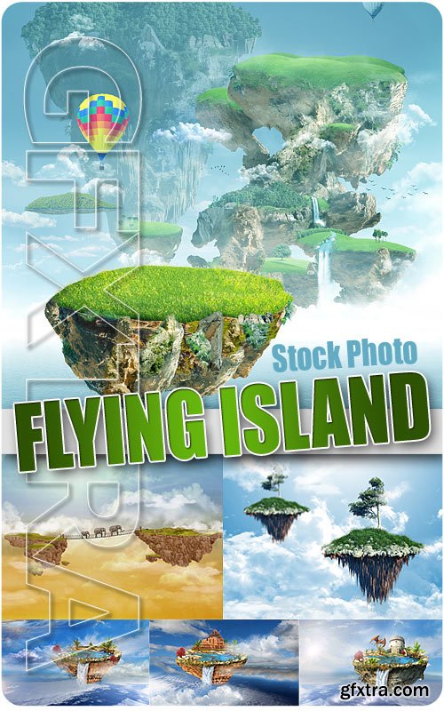 Flying island - UHQ Stock Photo