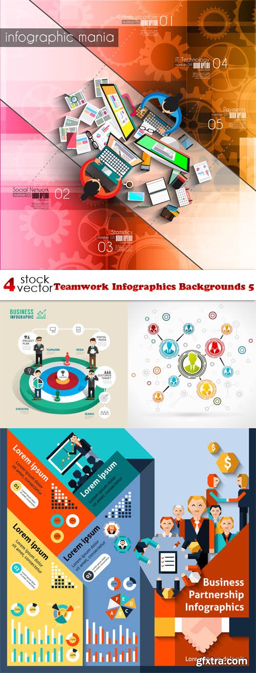 Vectors - Teamwork Infographics Backgrounds 5