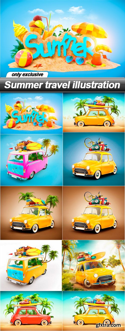 Summer travel illustration - 10 UHQ JPEG