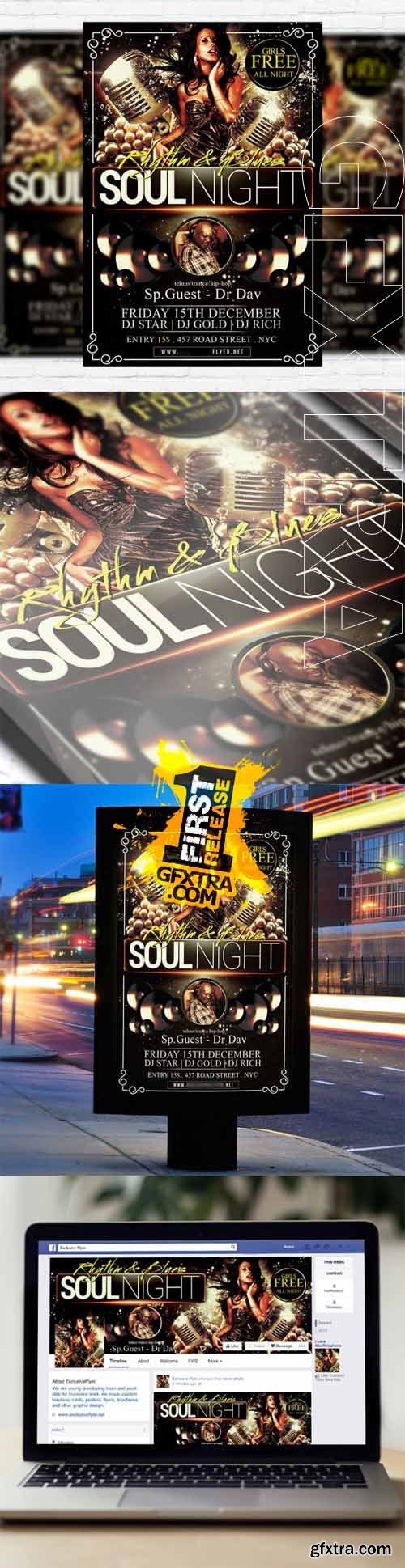 Soul Night - Flyer Template + Facebook Cover