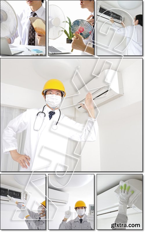 Maintenance of indoor air conditioning - Stock photo