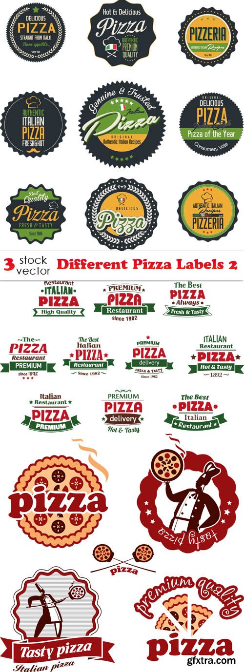 Vectors - Different Pizza Labels 2