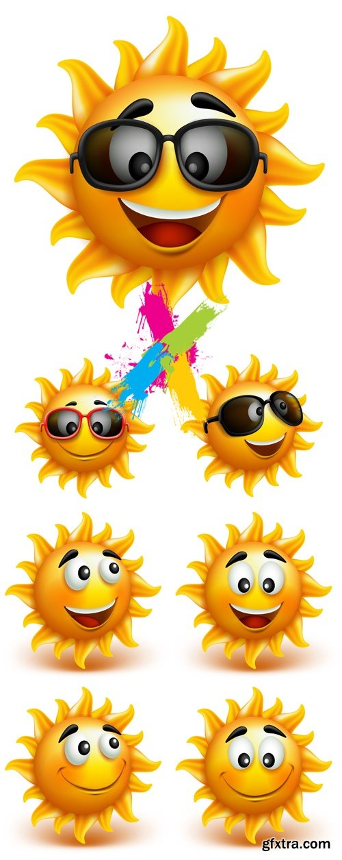 Funny Sun Icons Vector