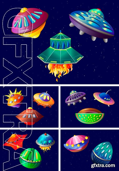 Stock Vectors - Flying objects. aliens in space. vector