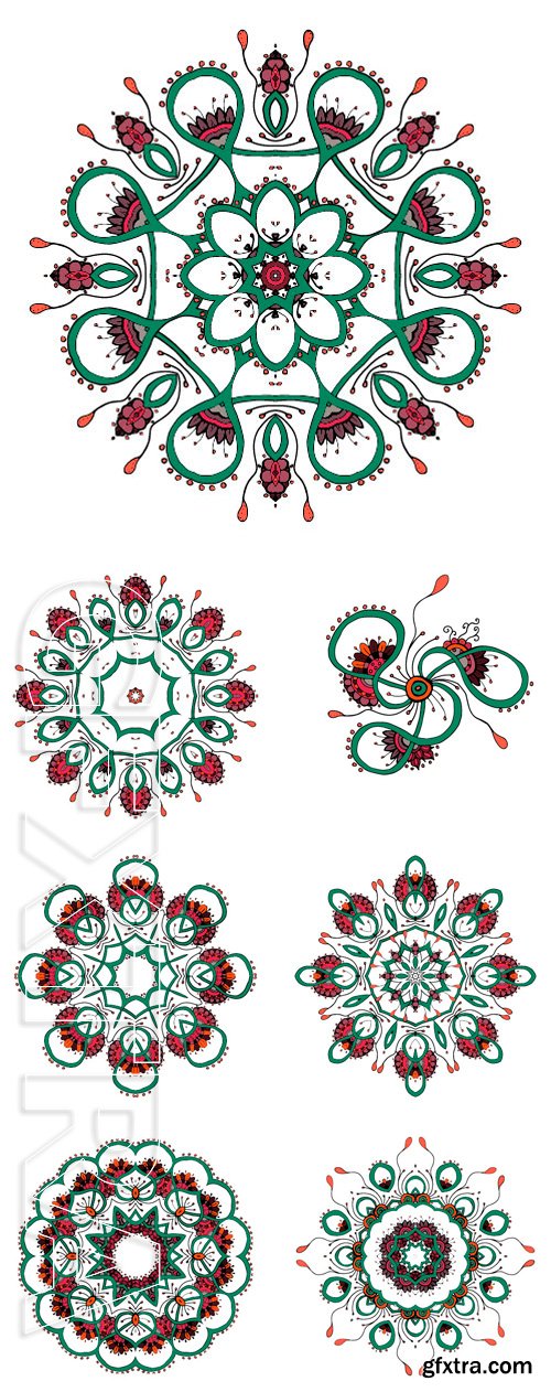 Stock Vectors - Mandala. Ethnic lace round ornamental pattern. Beautiful hand drawn flower. Can be used to fabric design, decorative paper, web design, embroidery, tattoo, etc