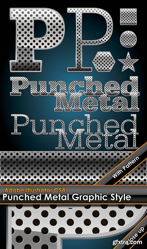 GraphicRiver - Hole Punched Metal Graphic Style plus bonus patter