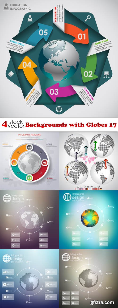Vectors - Backgrounds with Globes 17