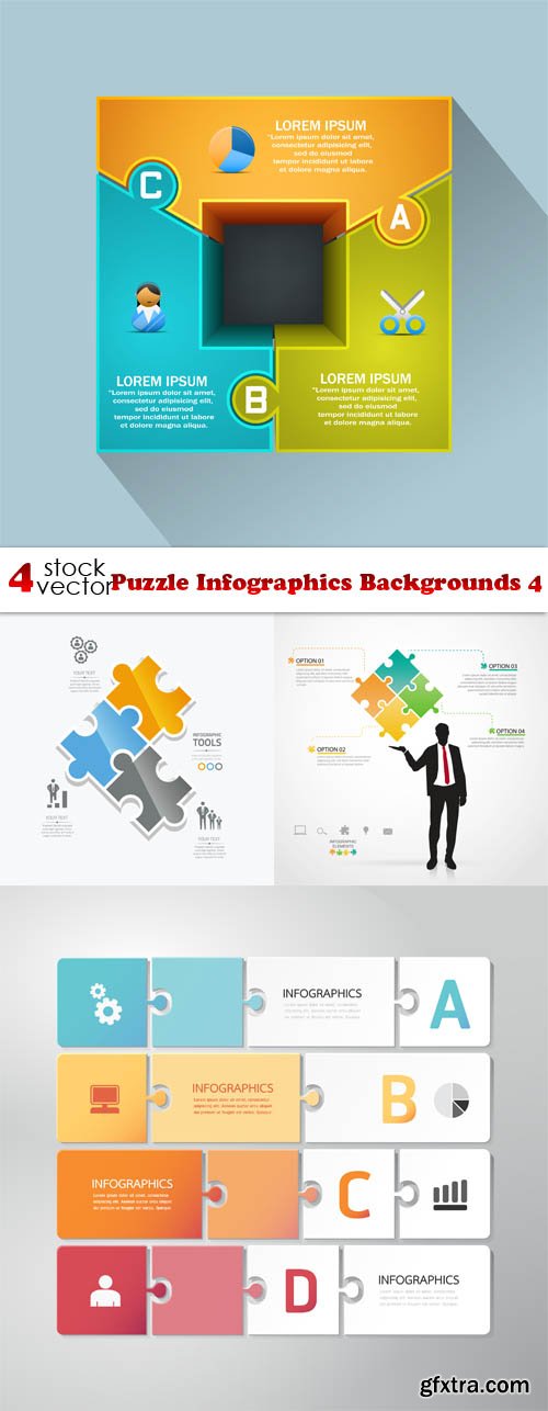 Vectors - Puzzle Infographics Backgrounds 4