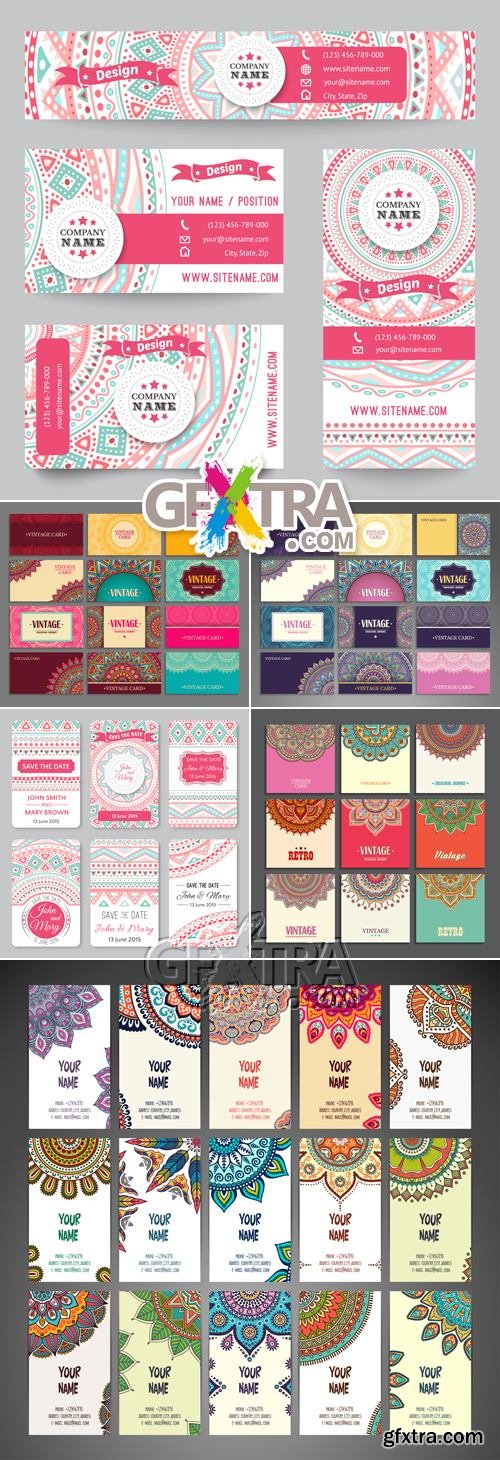 Ethnic Style Cards Vector 3
