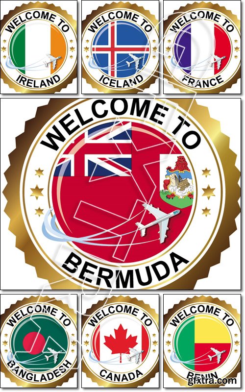 Welcome to Bosnia and Herzegovina, Bangladesh, Bermuda, Benin, France, Iceland, Ireland - Vector