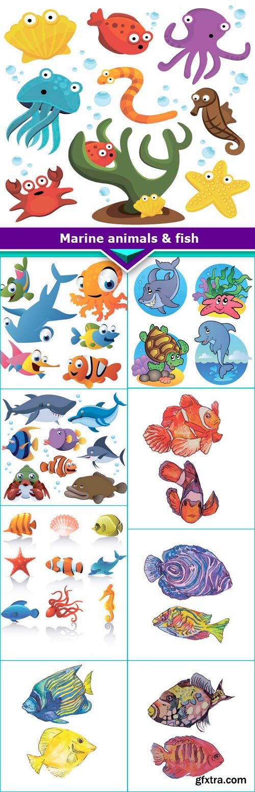 Marine animals & fish 9x EPS