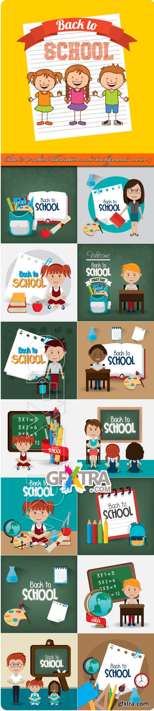 Back to school illustrations and backgrounds vector 4