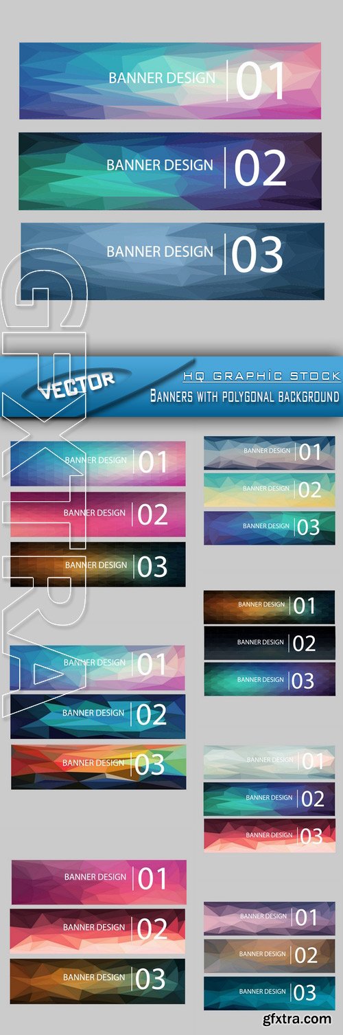 Stock Vector - Banners with polygonal background