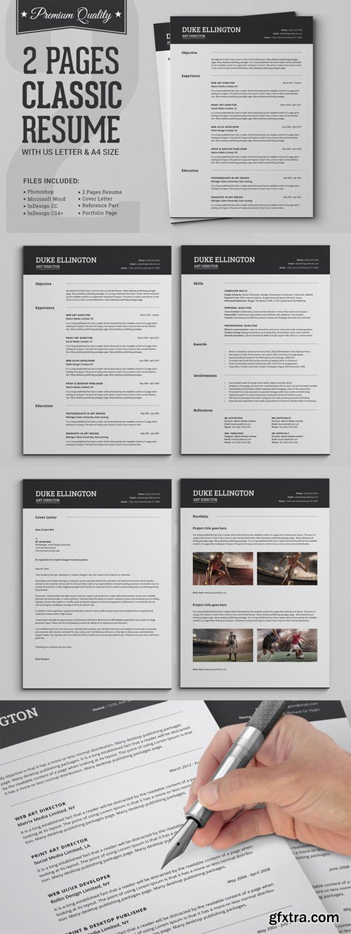 Two Pages Classic Resume CV Template - CM 282144