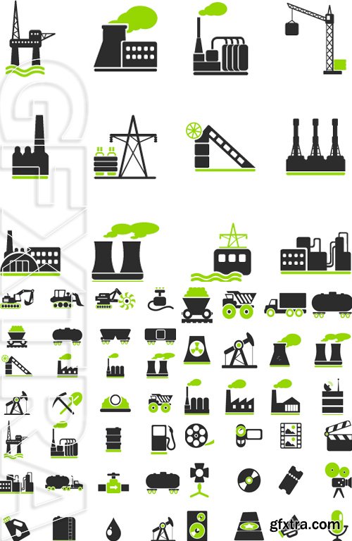 Stock Vectors - Factory and Industry Symbols Oil and petrol industry objects icons Film Industry