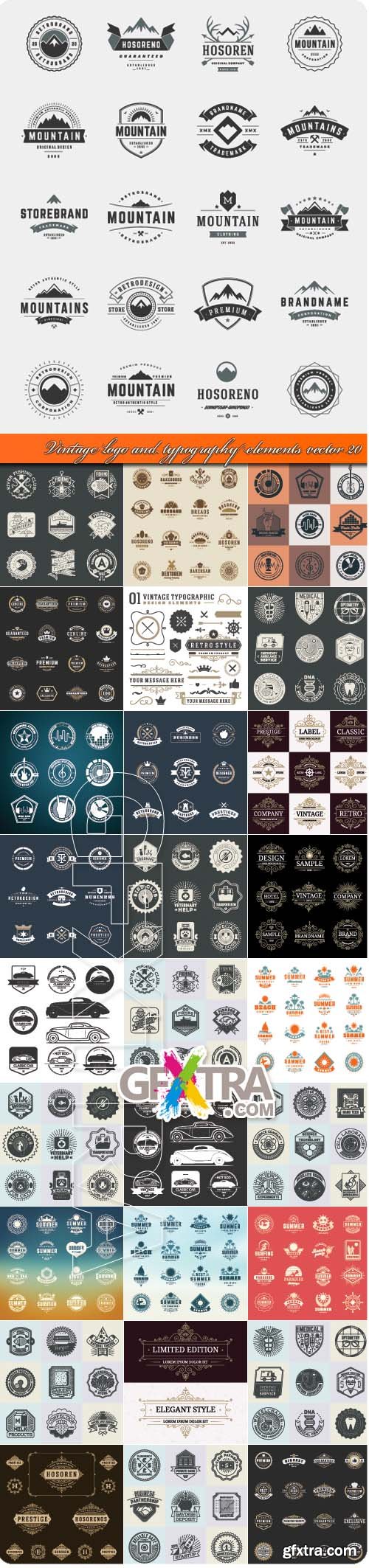Vintage logo and typography elements vector 20