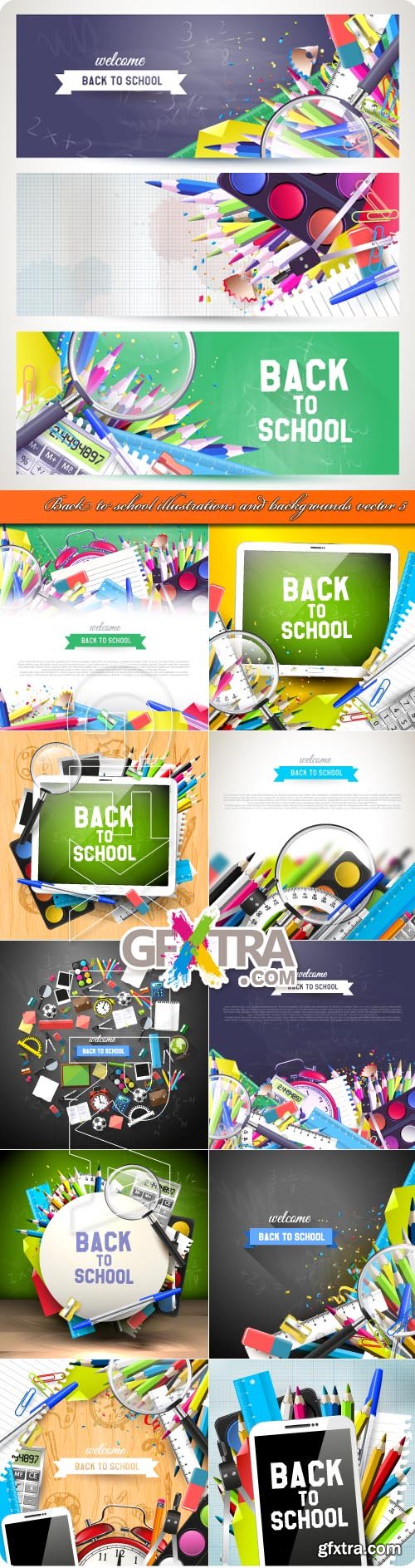 Back to school illustrations and backgrounds vector 5
