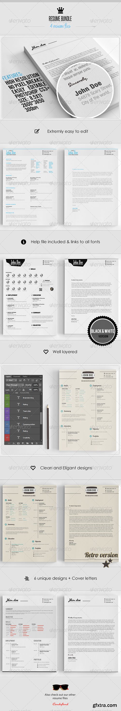 GraphicRiver - Resume Bundle (4 in 1) + Cover Letters