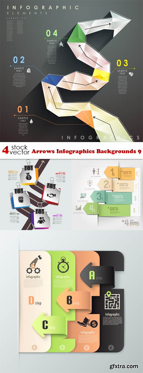 Vectors - Arrows Infographics Backgrounds 9