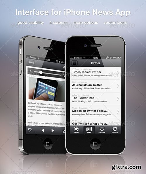 GraphicRiver - Interface for iPhone News App