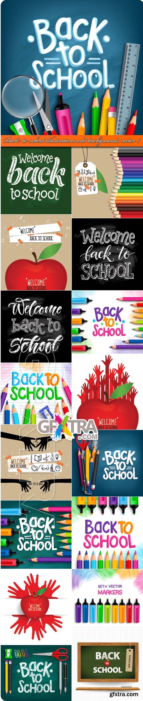 Back to school illustrations and backgrounds vector 6