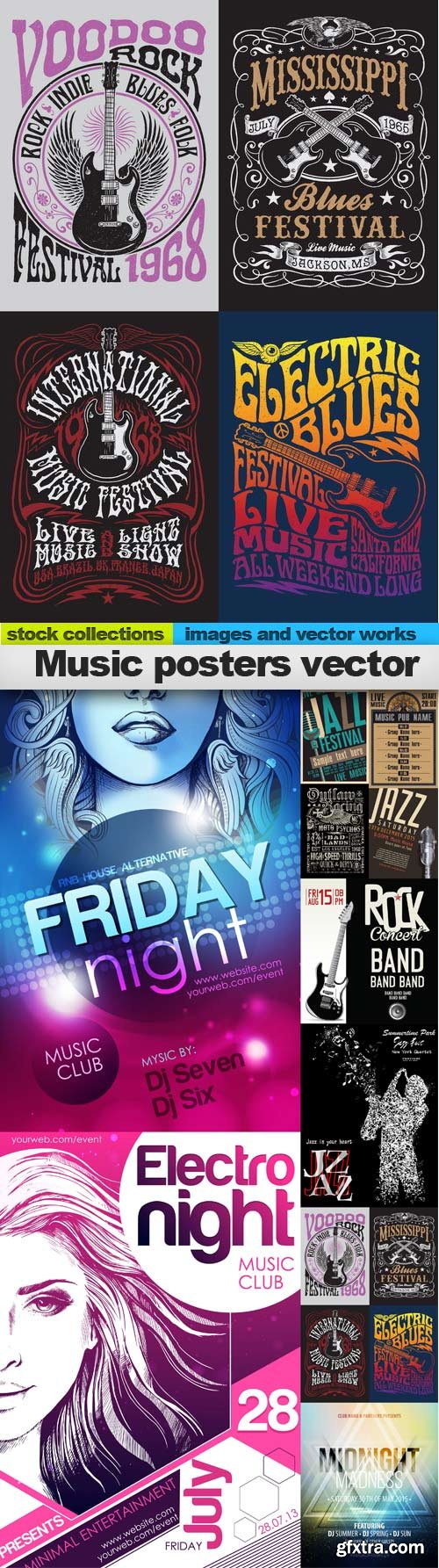 Music posters vector, 10 x EPS
