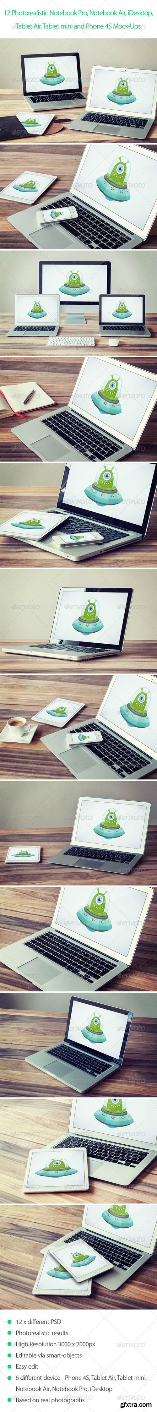 GraphicRiver - 12 Photorealistic Notebook, Mobile Device Mock-Ups