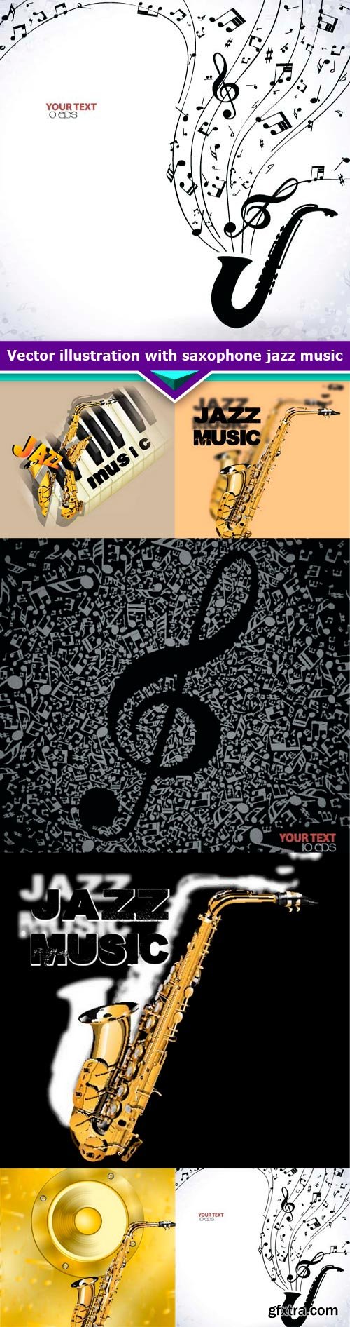 Saxophone & Jazz Music Illustrations 6xEPS