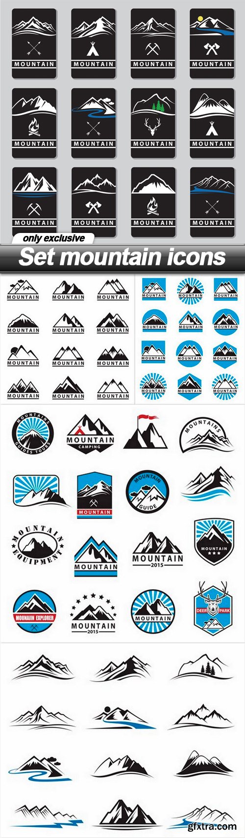 Set mountain icons - 5 EPS