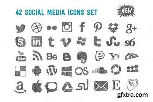 Sketchy social media icons set - CM 100751