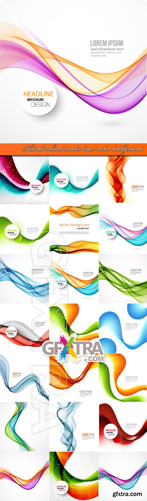 Abstract colored smoke lines vector background