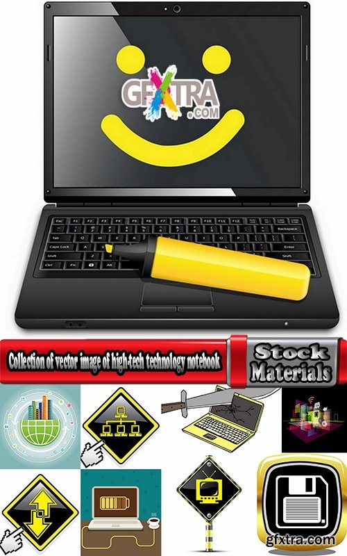 Collection of vector image of high-tech technology notebook tablet computer monitor 25 Eps