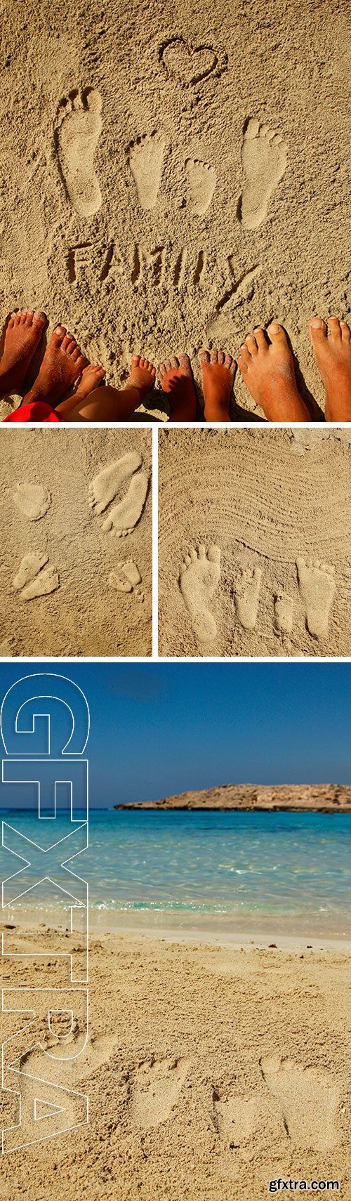 Stock Photos - A family footprints in the sand on the beach
