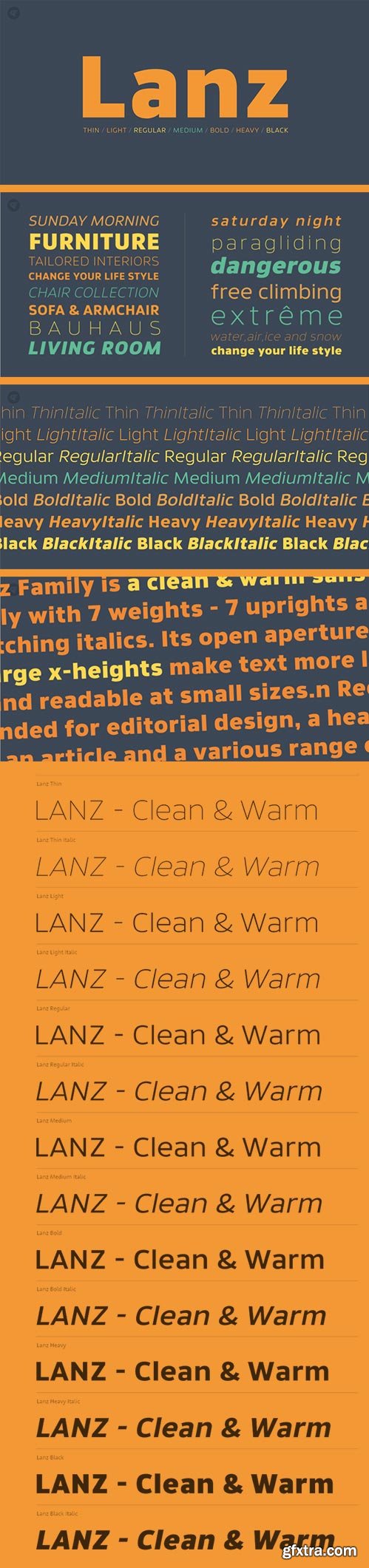 Lanz - Clean & Warm Sans Serif with 7 Weights NEW!