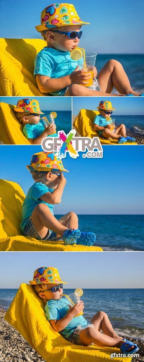 Stock Photo - Boy Kid on the Beach