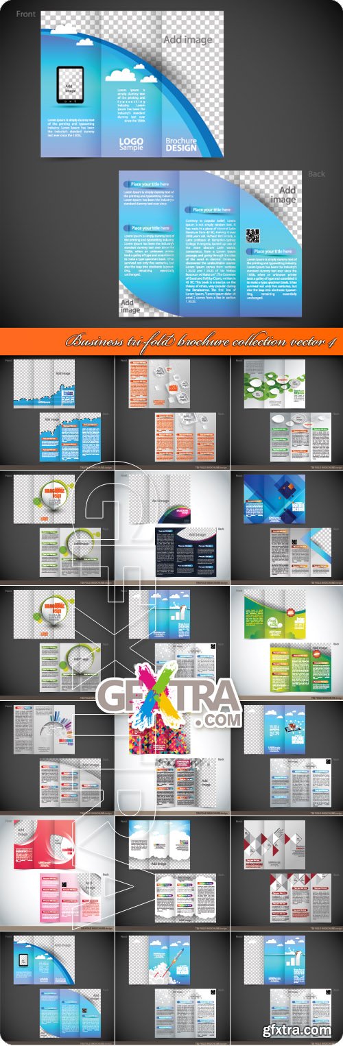 Business tri-fold brochure collection vector 4