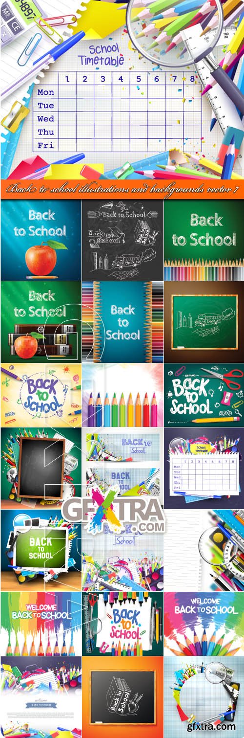 Back to school illustrations and backgrounds vector 7