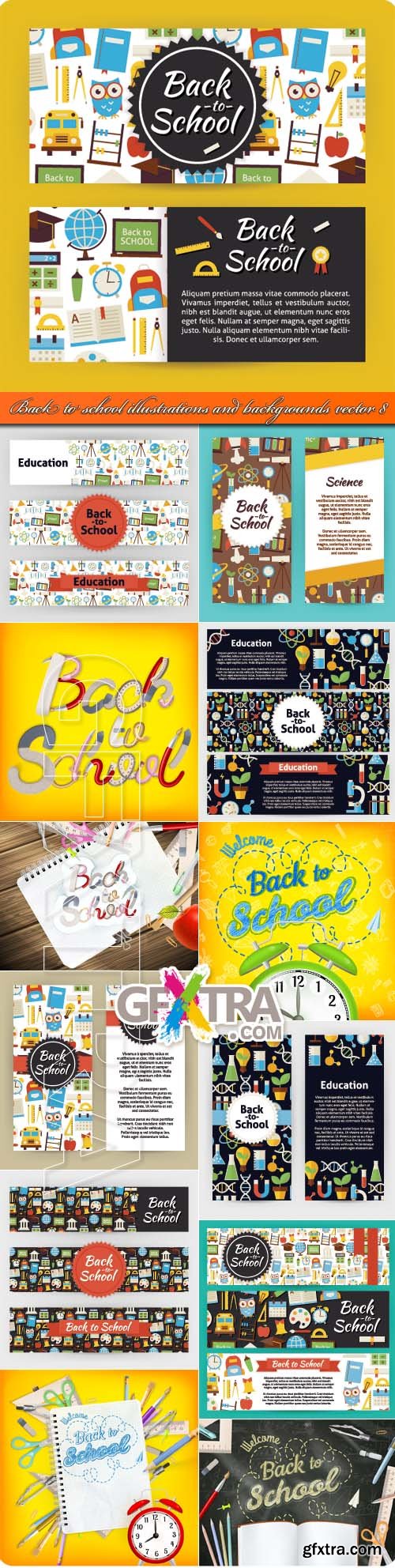 Back to school illustrations and backgrounds vector 8