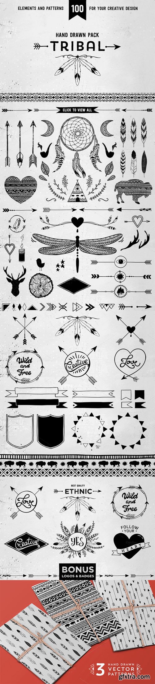 Hand drawn tribal design vector pack - CM 137661