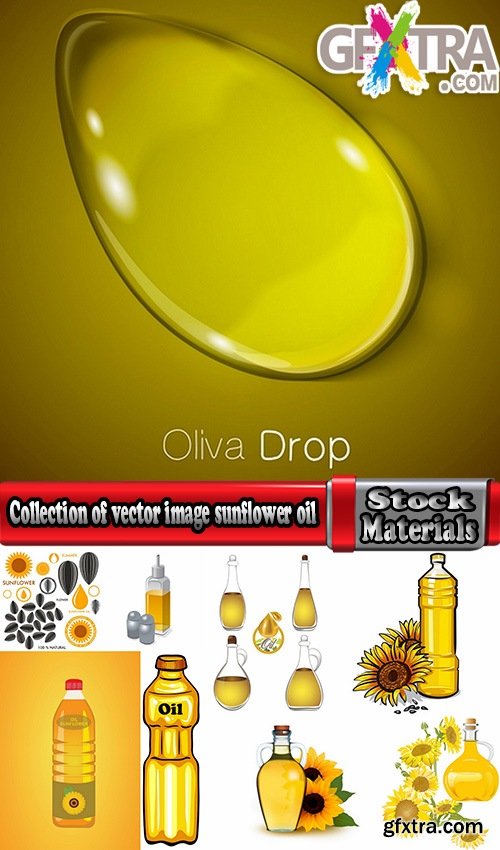 Collection of vector image sunflower oil sunflower bottles 25 Eps