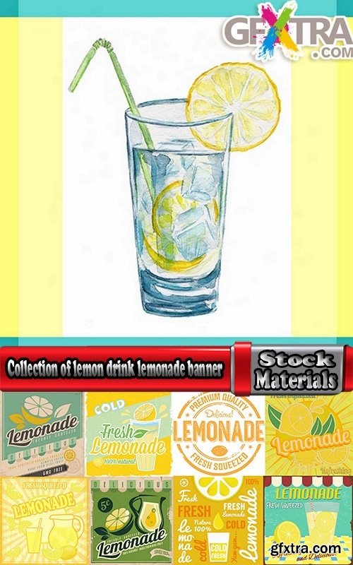 Collection of lemon drink lemonade banner sign flyer poster 25 Eps