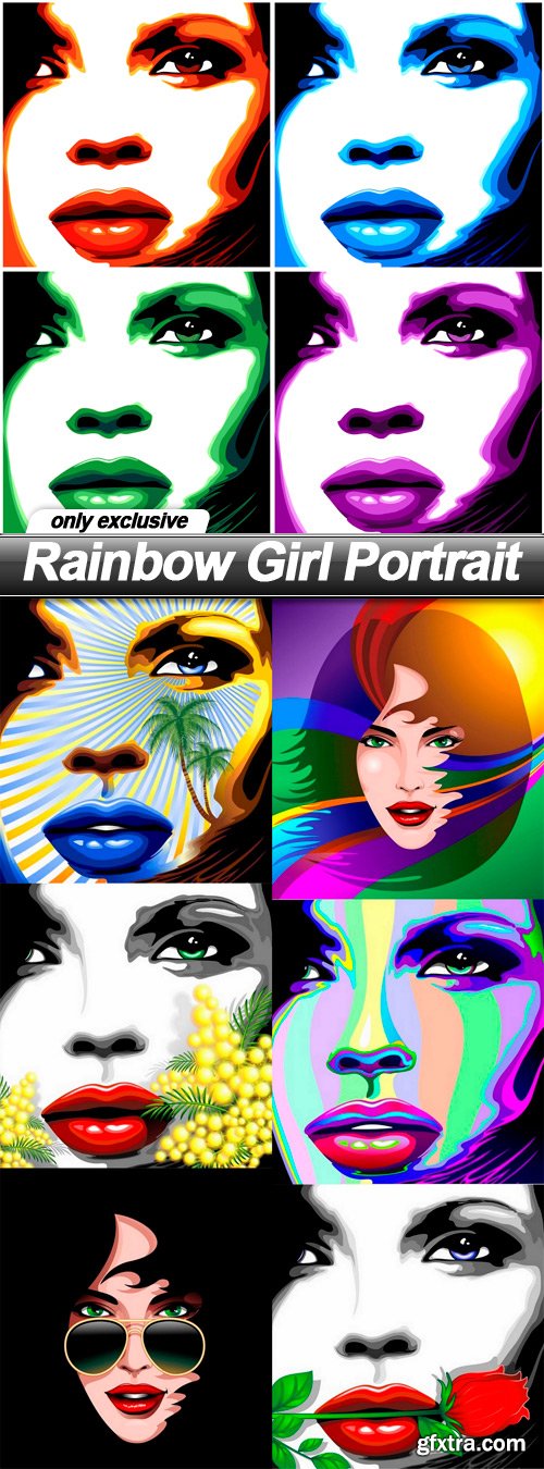 Rainbow Girl Portrait - 7 EPS