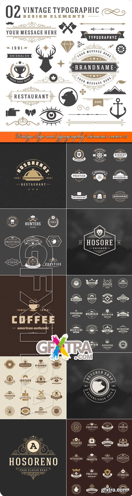 Vintage logo and typography elements vector 21