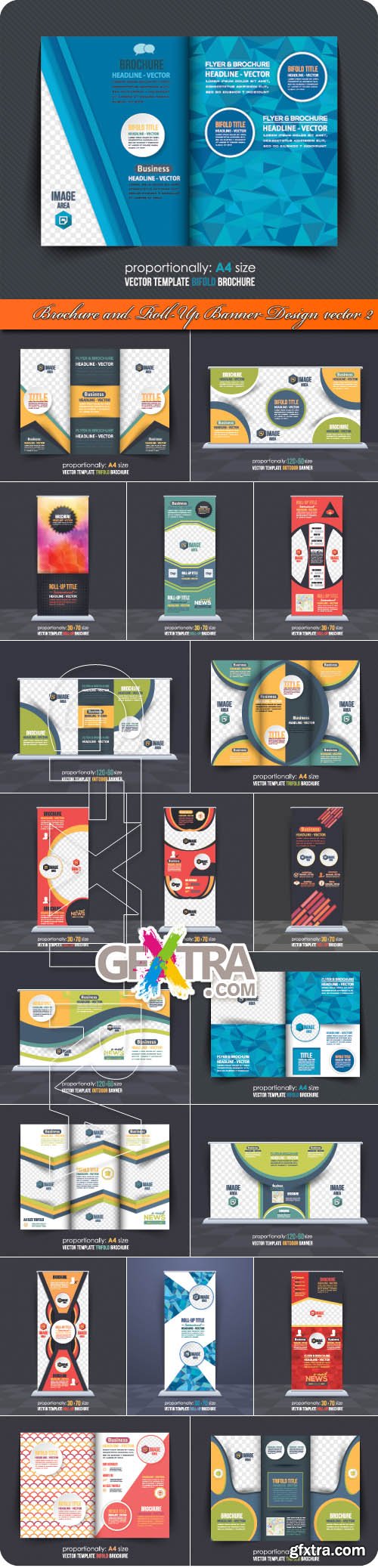 Brochure and Roll-Up Banner Design vector 2