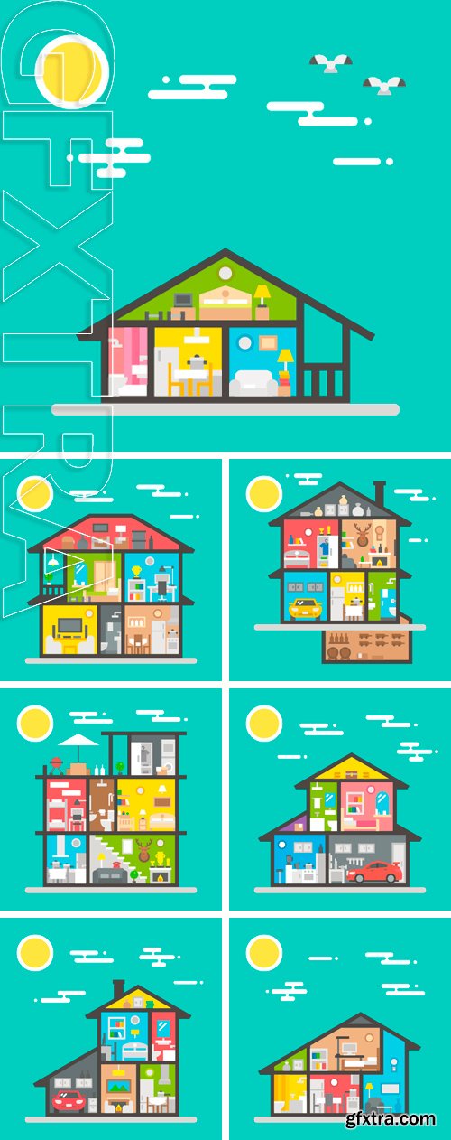 Stock Vectors - Flat design of house interior illustration vector
