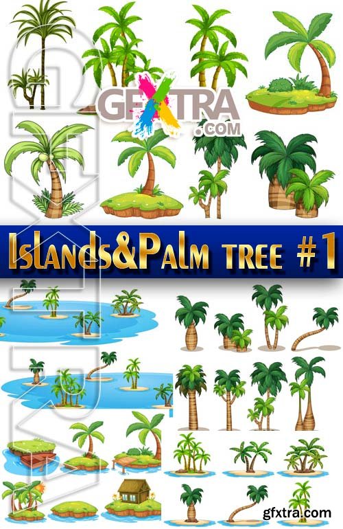 Islands and palm tree #1 - Stock Vector