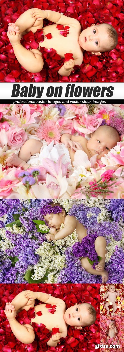 Baby on flowers