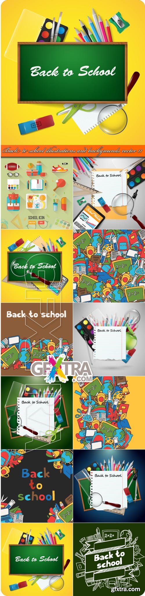 Back to school illustrations and backgrounds vector 11