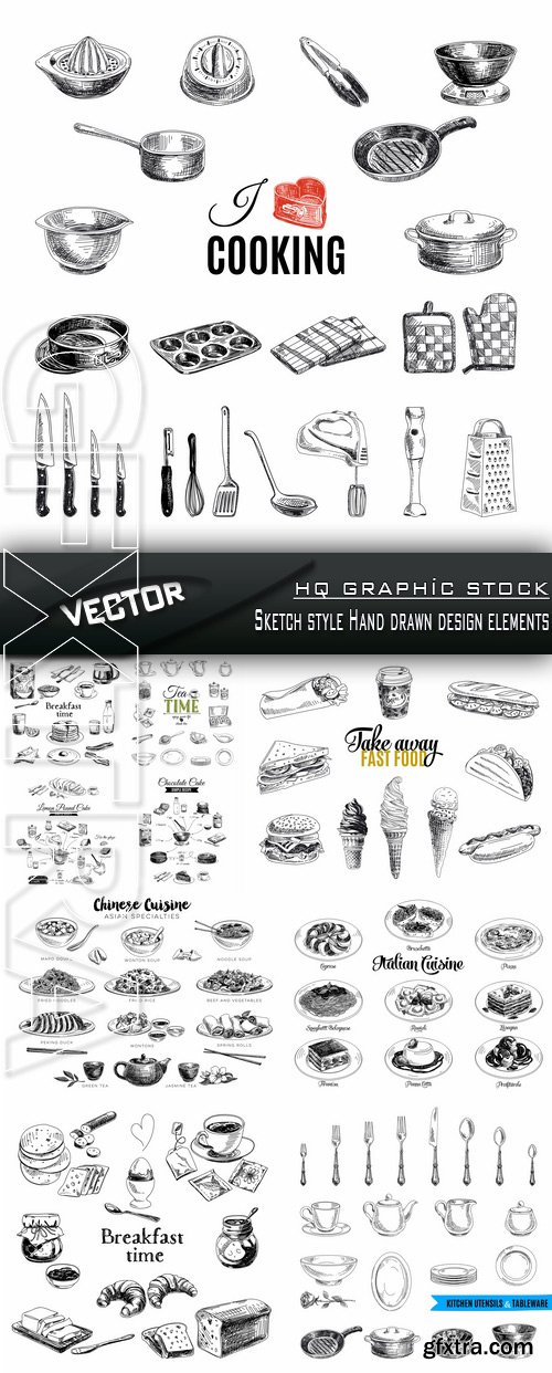 Stock Vector - Sketch style Hand drawn design elements
