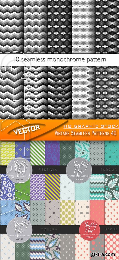 Stock Vector - Vintage Seamless Patterns 40